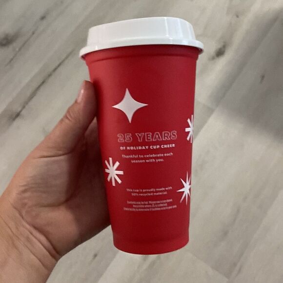 New- 2022 Starbucks red cup- reusable - 16oz- 25 years anniversary - Picture 2 of 3